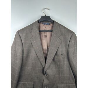 Brooks Brothers 346 Brown Windowpane 2Button Wool Alpaca Sport Blazer Jacket 43R